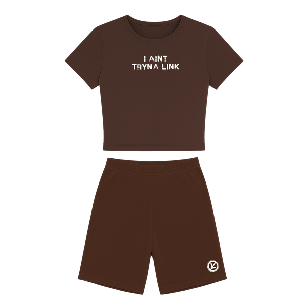 Aint Tryna Link Cropped Bodycon Biker Set
