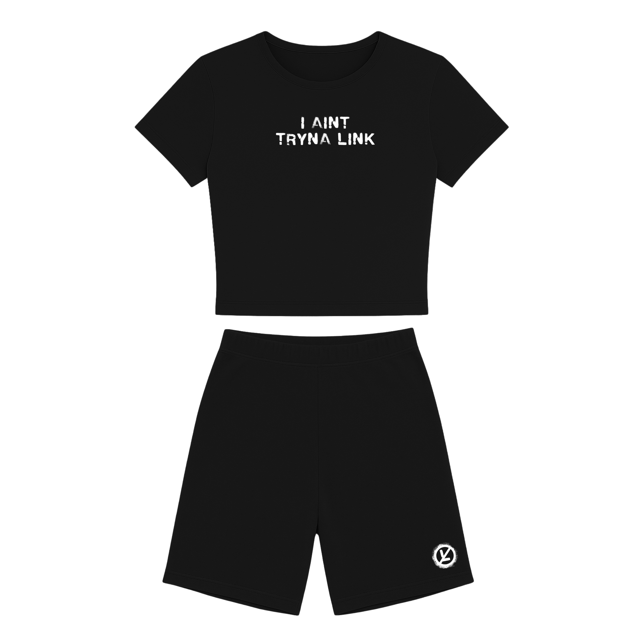 Aint Tryna Link Cropped Bodycon Biker Set