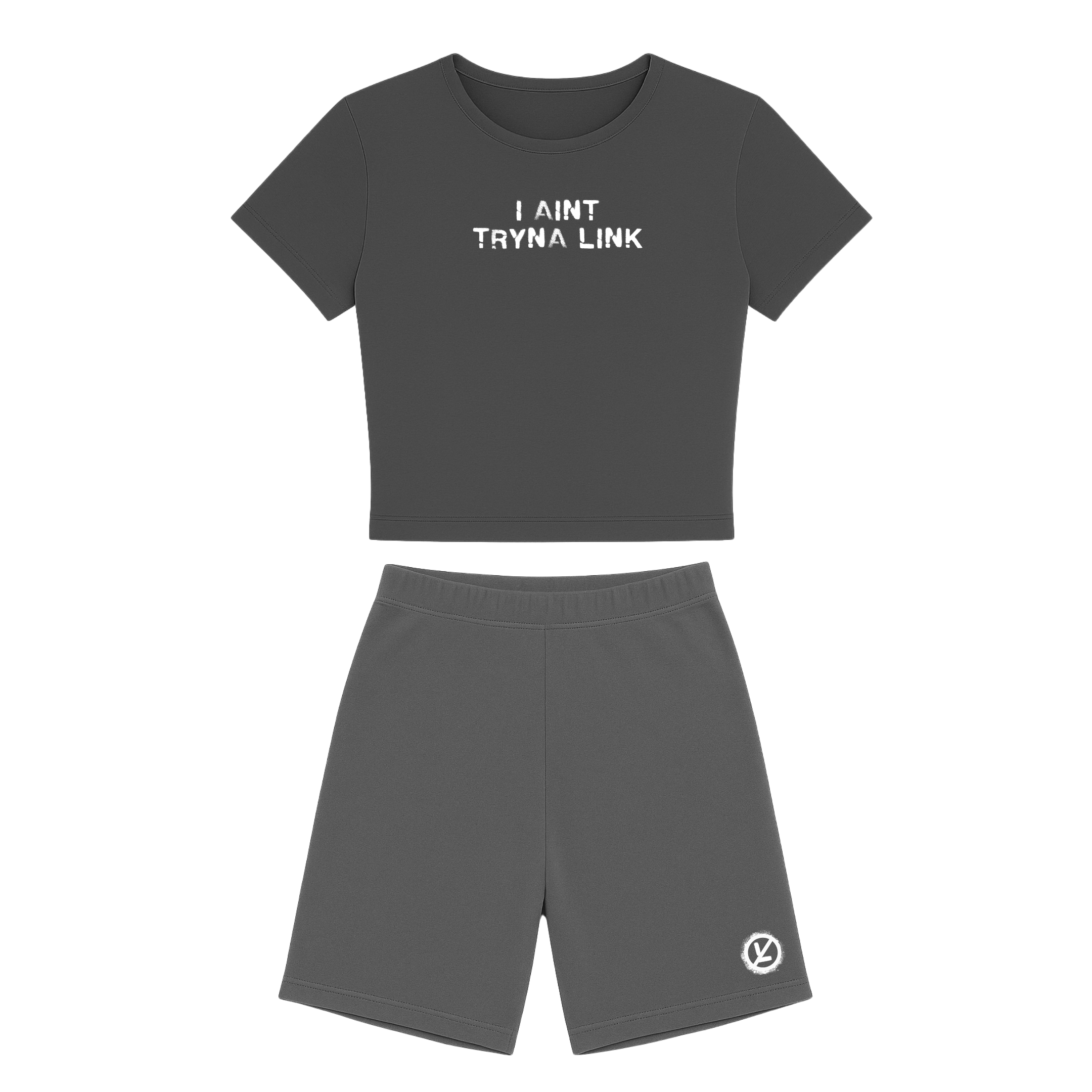 Aint Tryna Link Cropped Bodycon Biker Set