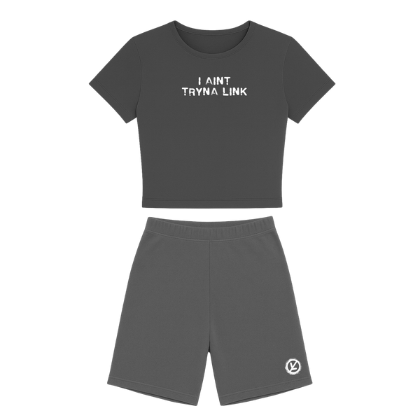 Aint Tryna Link Cropped Bodycon Biker Set